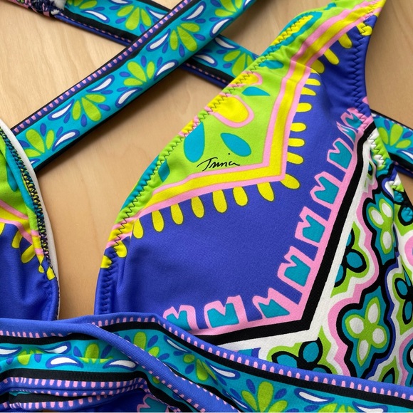 NWT Trina Turk One Piece Swimsuit Size 16 Aqua Purple Pink Yellow Padded Bra - Picture 8 of 8